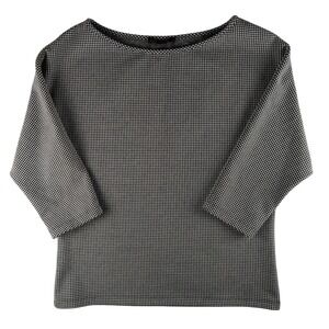 St. John Houndstooth‎ Knit Top Boat Neck 3/4 Sleeve Pullover Blouse S